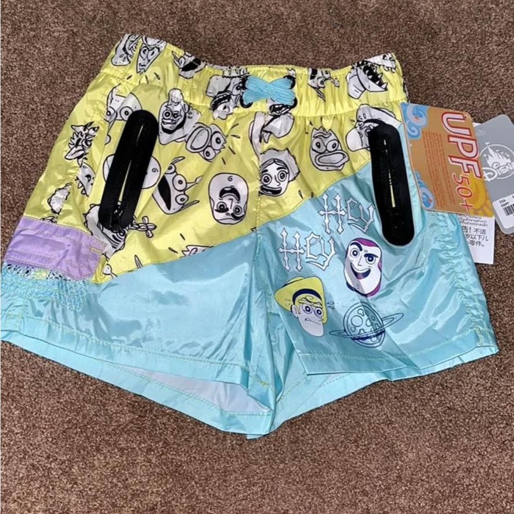 NWT Disney boys Toy Story Character Print Swim trunks  - Yellow and Blue sz 4T